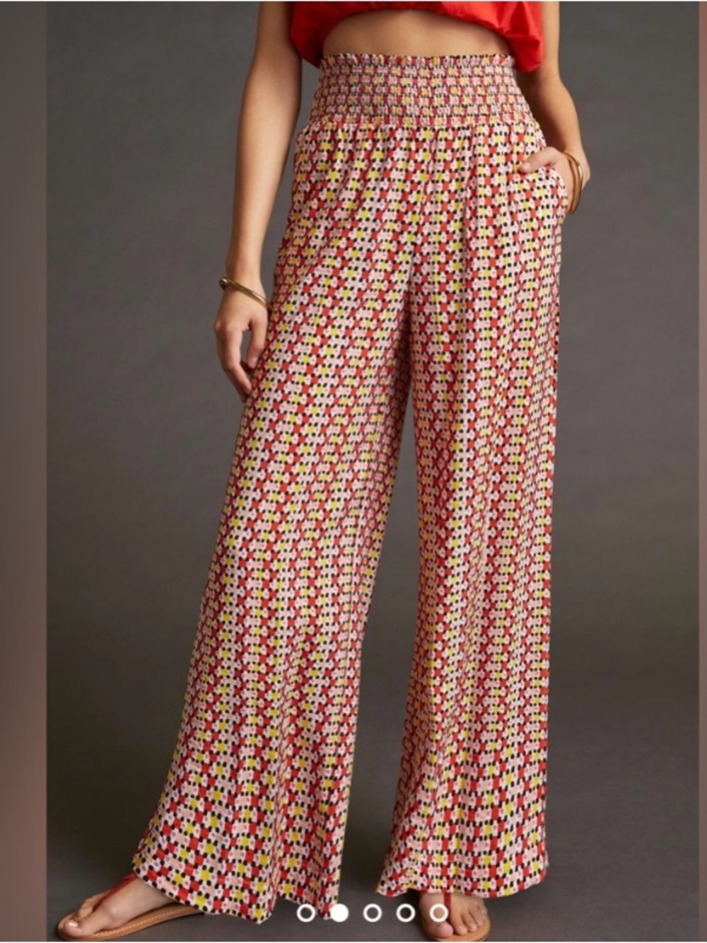 Anthropologie Maeve Printed Wide Leg Pants Multicolour size Medium Tall